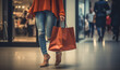 woman shopping in the mall with shopping bag