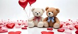 Fototapeta Pokój dzieciecy - couple of cute teddy bear holding a heart