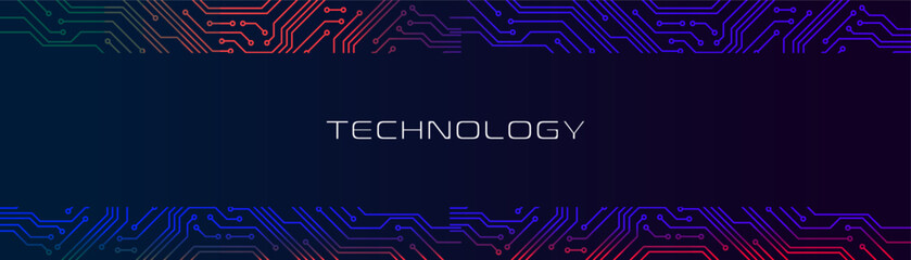 Poster - Vector circuit board motherboard. blue technology background. Futuristic Background.
