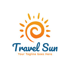 Wall Mural - orange, yellow gradient sun logo icon abstract hand drawn illustration for your travel company busin