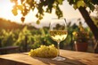 Enjoying the rich flavors of Viognier wine in the serene ambiance of a sunlit vineyard