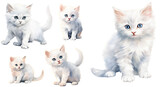 Fototapeta Dziecięca - White kitten watercolor illustration clipart. Generative AI