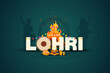 Indian Punjabi festival of lohri celebration fire background with decorated drum and bonfire with festival elements. vector illustration design.