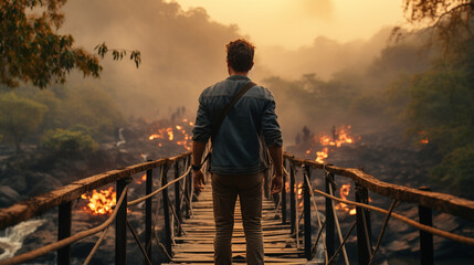 man on the bridge HD 8K wallpaper Stock Photographic Image 