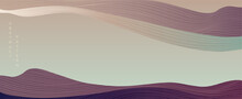 Purple Japanese Background With Line Wave Pattern Vector. Abstract Template With Geometric Pattern. Mountain Layout Design In Oriental Style.