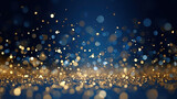 Fototapeta  - Abstract Blue Bokeh Background: Christmas Particles and Sprinkles for Holiday Celebration, Perfect for Christmas or New Year