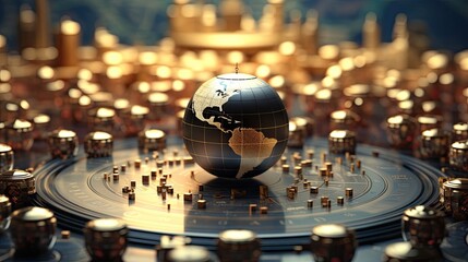 Poster - Abstract world globe. The concept of a global planet in finance, education and economics