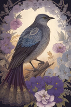 Europeans Cuckoo Silk Tapestry Embroidery, Bird Art Digital
