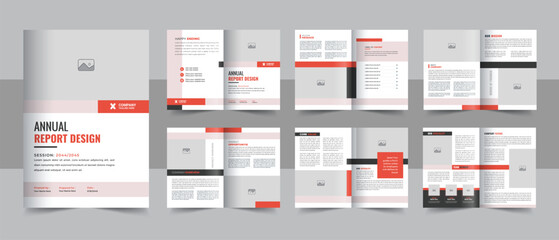 Wall Mural - corporate business annual report template with cover, back and inside pages, company profile brochur