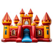 Colorful inflatable castle isolated on a transparent background