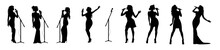Woman Singer Silhouette, Woman Singing On Mic, Singer Singing Silhouette, Vocalist Singing To Microphone