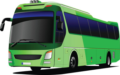 Green tourist bus. Coach. Vector illustration