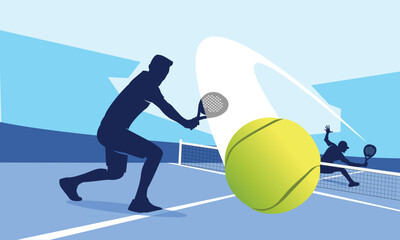 Wall Mural - great editable vector illustration of padel or paddle l players with smash action best for your digi