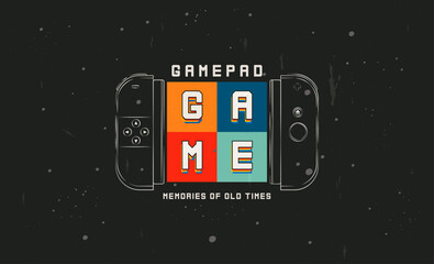 Poster - 90s game console line art style, retro vintage style design. gaming controllers. retro style game concept. Gamepads