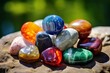 tumbled chakra stones in various colors Generative Ai