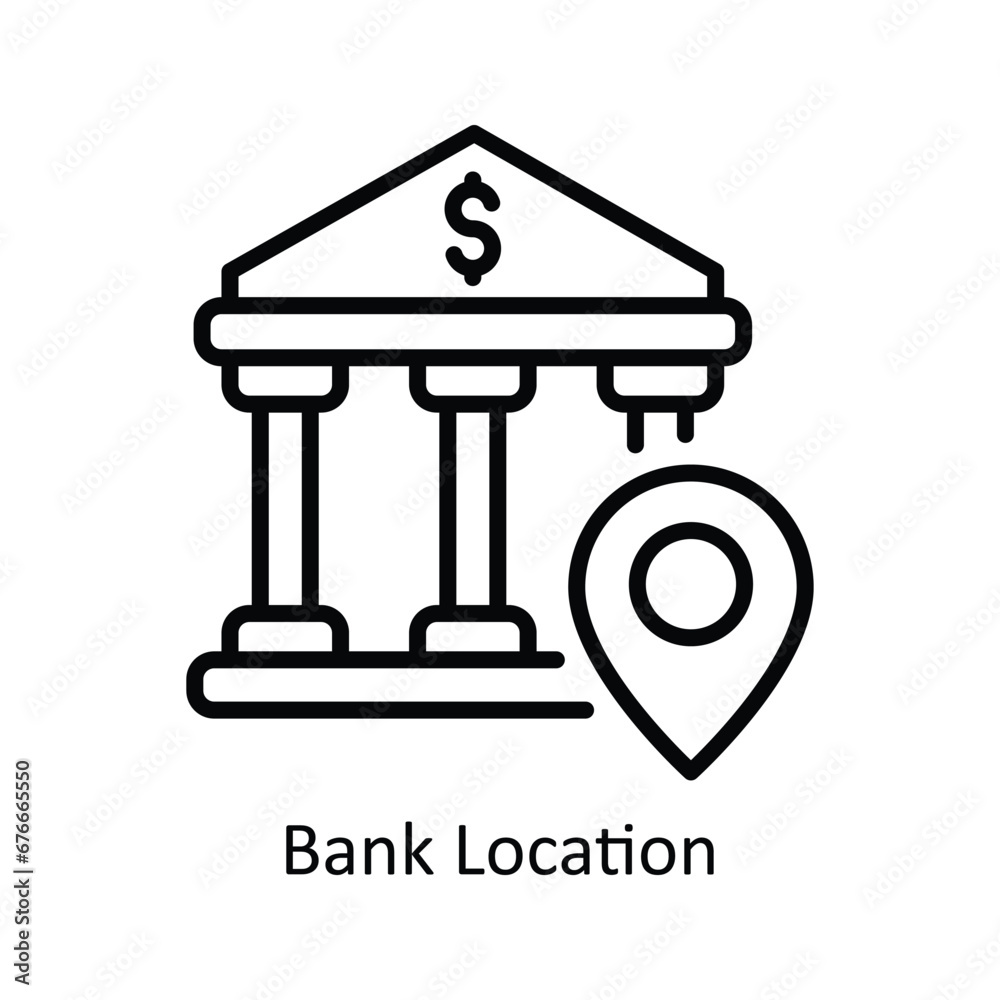 Bank Location vector outline Icon Design illustration. Business And ...