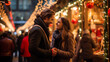 © HansAdam - Having fun together at Christmas fair. Couple enjoying the Christmas market together