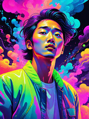 Wall Mural - neon colors man 8