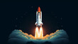 Fantastic Pixel Art Spaceship Rocket Launch