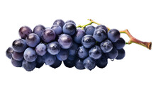 Bunch Of Blue Grapes Dry Isolated On Transparent Background, Generative Ai