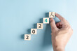 © Kiattisak - Starting New year with ambition 2024 and countdown merry christmas and happy new year, Planning and challenge strategy in new year 2024 Concept.