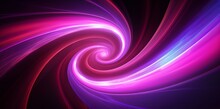 Abstract  Futuristic Technology Glow Light Wave Background 3d L,ooping Spiral Of Colorful Pink And Blue Neon Lights On Dark Background, Banner Wallpaper, 