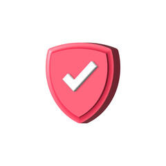 Poster - Shield secure with checkmark symbol red color