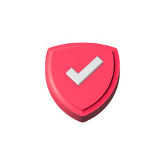 Poster - Shield secure with checkmark symbol red color