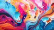 A close up view of a colorful liquid painting design