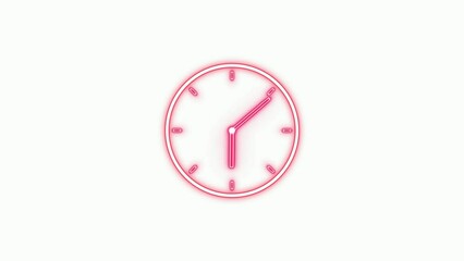 Poster - abstract neon fast analog clock icon animation on white background  4k 