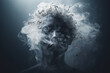 A head covered in smoke depicting the concept of stress and burnout