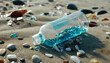 trash on the beach, microplastics. environmental pollution and marine debris, generative AI
