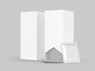 Wall Mural - Blank tea sachet dispenser box mock up template. 3d illustration.