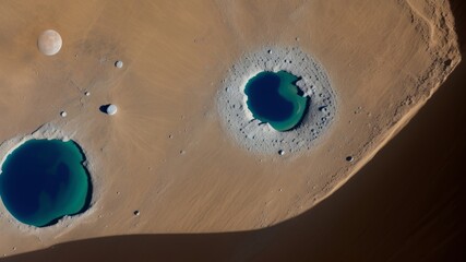 Blue earth seen from the moon surface. AI Generated