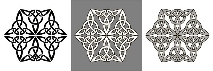 Irish celtic knot ornament pattern symbol. Celtic trinity knot vector, line drawing, logo design element. Vector symbol icon illustration set.