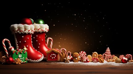 Wall Mural - Santa Claus boot with christmas ambient