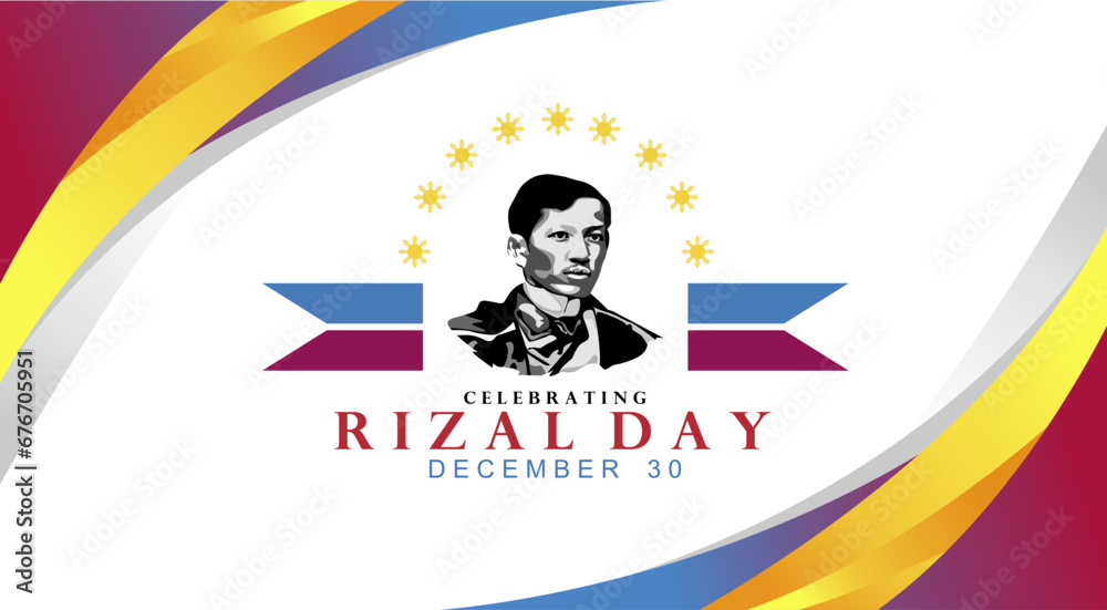 Happy Rizal Day Greeting Card in Dynamic Abstract Background Color ...