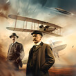 The Wright brothers and the first airplane in flight