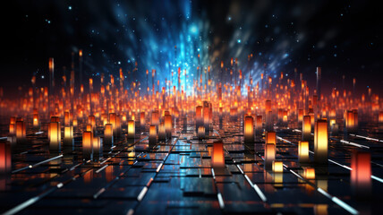 Data Technology Seamless Background, Abstract Digital Network