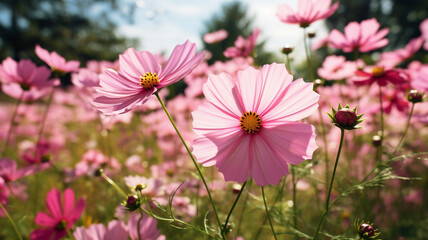 Wall Mural - Amazing Cosmos Flower Blossom in Garden