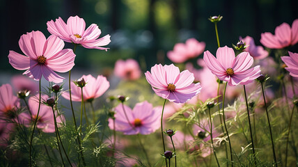 Wall Mural - Beautiful Cosmos Flower Blossom in Garden