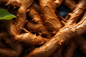 Aufkleber - A close-up of a ginger root, its gnarled texture and warm tones capturing the essence of this versatile spice.  
