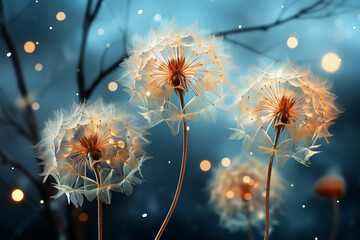 Poster - Beautiful trends dandelions pattern texture background. 