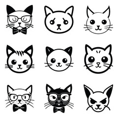 Naklejka na meble Cats3 Flat Icon Set Isolated On White Background