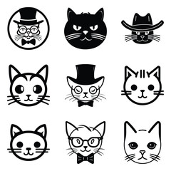 Naklejka na meble Cats3 Flat Icon Set Isolated On White Background