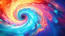 Colorful Swirl Background With A Bright Blue, Orange And Red Color, AI