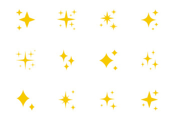 Sparkle Icons set. Twinkle stars collection. Shine star icons. Effect shine, glitter, twinkling and clean. Star sparkle icon. Vector illustration.