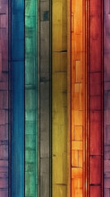 Colorful Background Of Vertical Wooden Planks Painted In Vivid Rainbow Hues With Visible Textures.