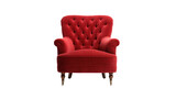 Fototapeta  - Comfortable vintage red armchair on transparent background, image with background removed, created with Generative Ai technology.