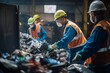 Garbage collection employees sorting the garbage at a recycling center Generative Ai